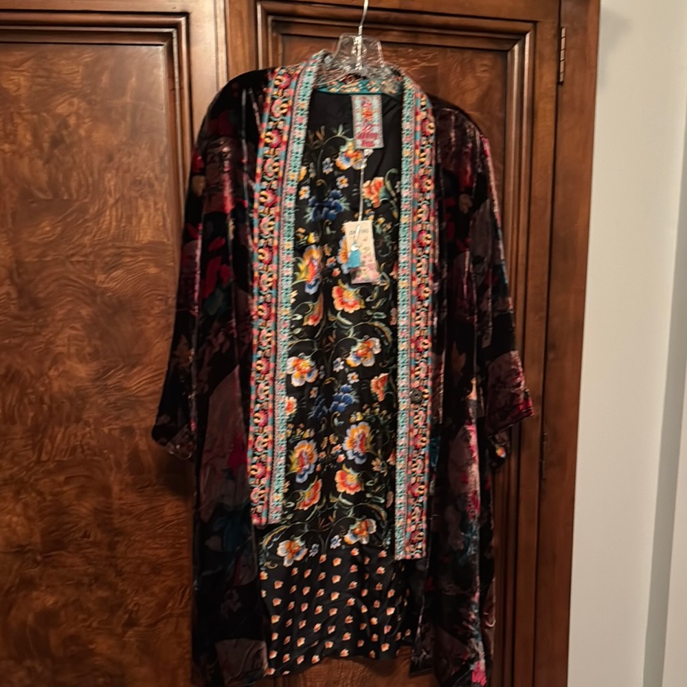 Johnny Was Floral Velvet Kimono Jacket